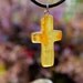 Amber Cross Necklace Pendant Honey Leather Cross of Christ Charm Crucifix Christian Religion Unisex Jewelry Fathers Day For Him Rustic