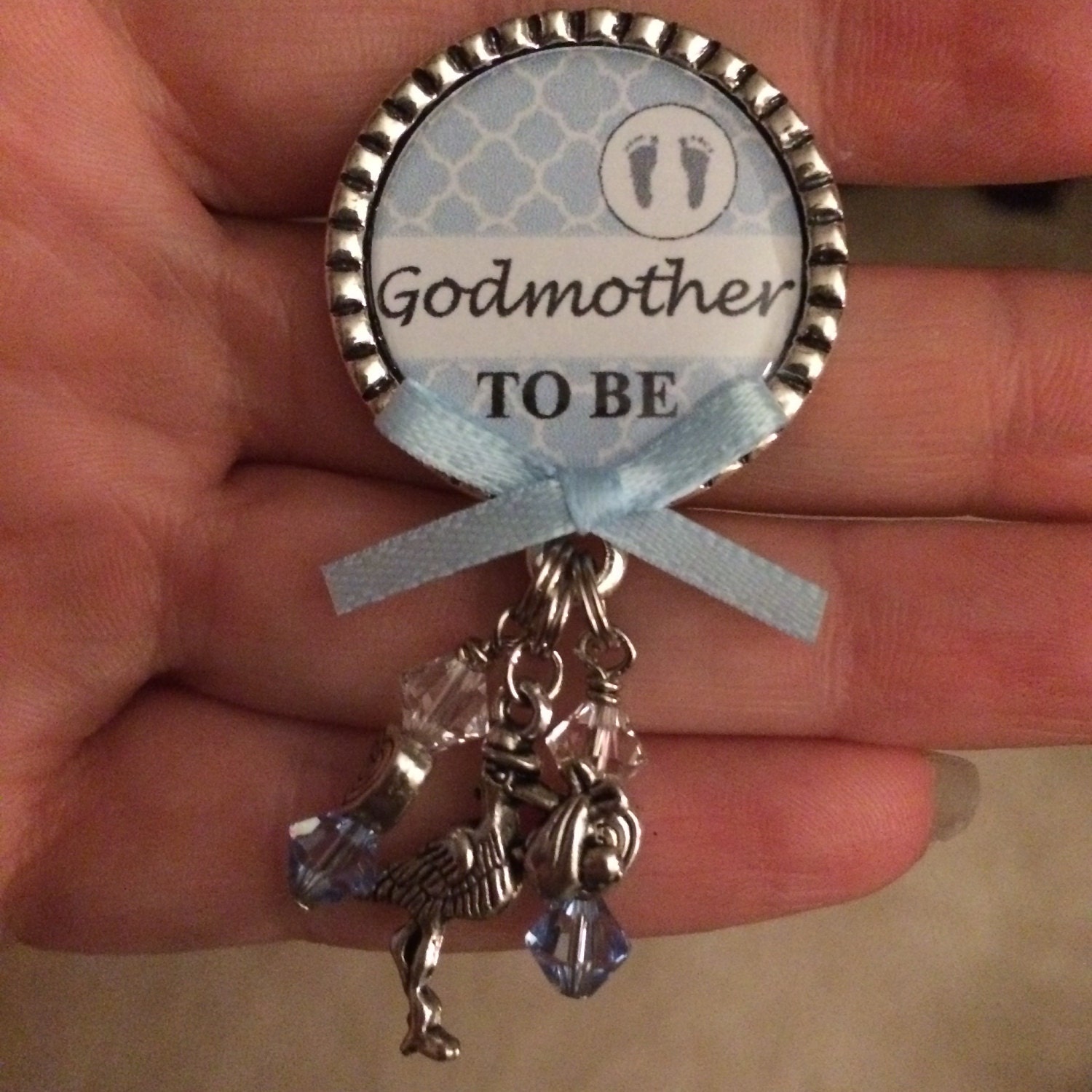 Godmother to be pin Baby Boy Personalized Gift Baby Shower