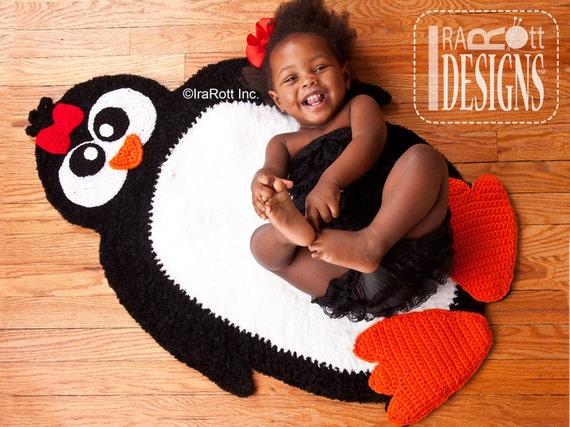 CROCHET PATTERN Floppy Feet Penguin Rug Mat Carpet Crochet PDF Pattern Instant Download