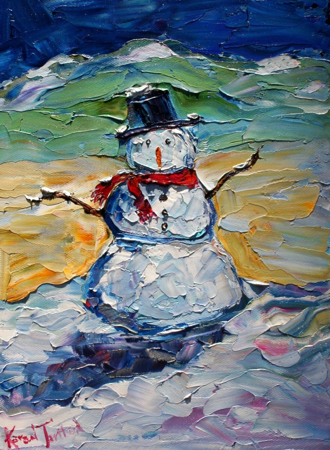 Fine art Print Snowman from image of past oil painting by