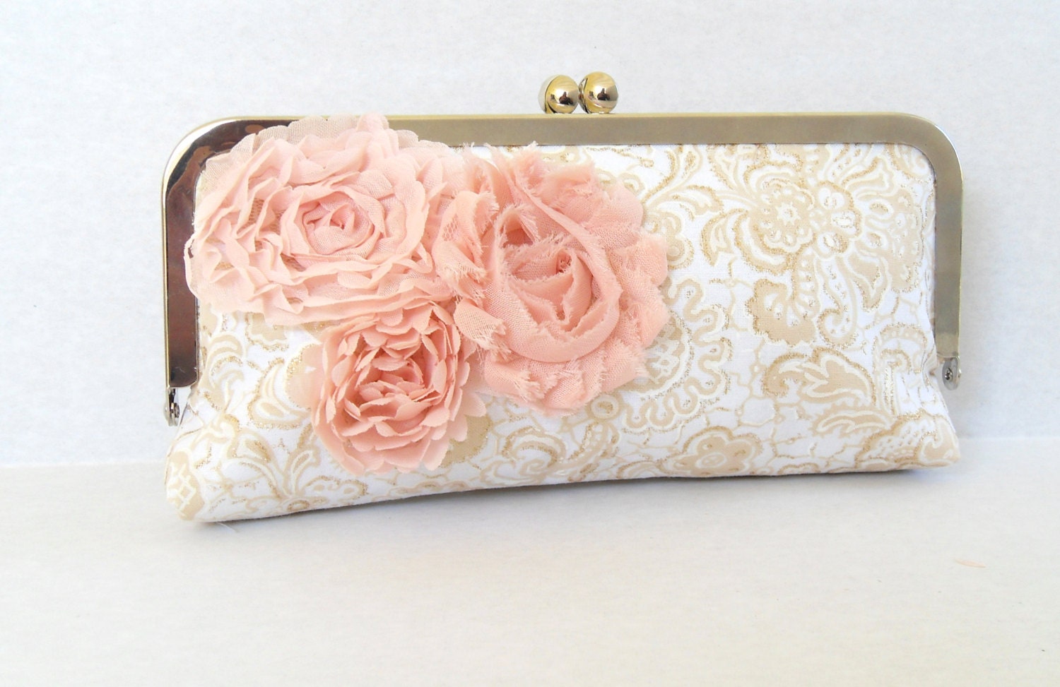 Brides evening bag gold and blush wedding pink and gold