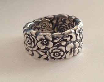 Spoon Ring Silver Bouquet 1960 Size 4.5 to 11 Choose Your Size Vintage Silveplate