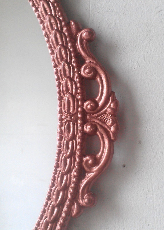 Rose Gold Wall Mirror in Hand Painted Vintage Metal Frame 17
