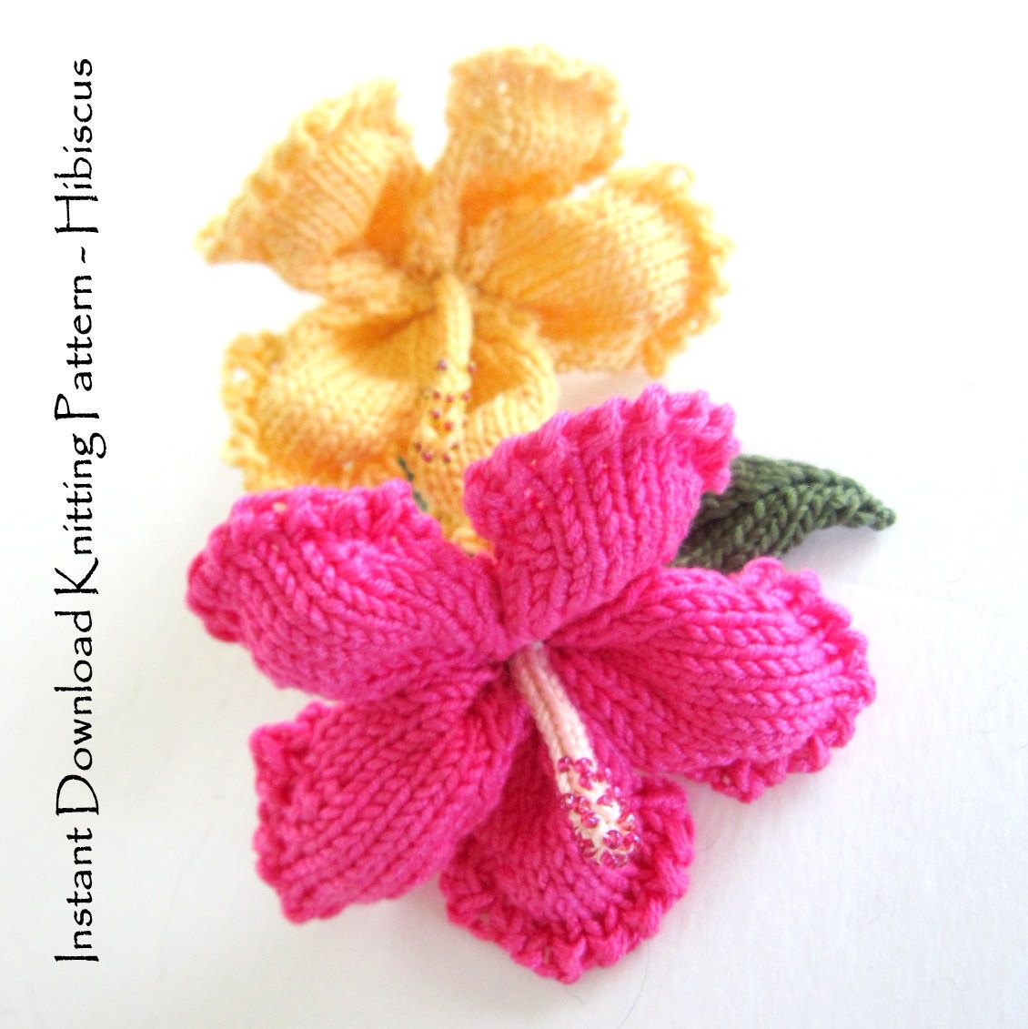 Instant Download PDF Knit Flower Pattern Hibiscus Flower