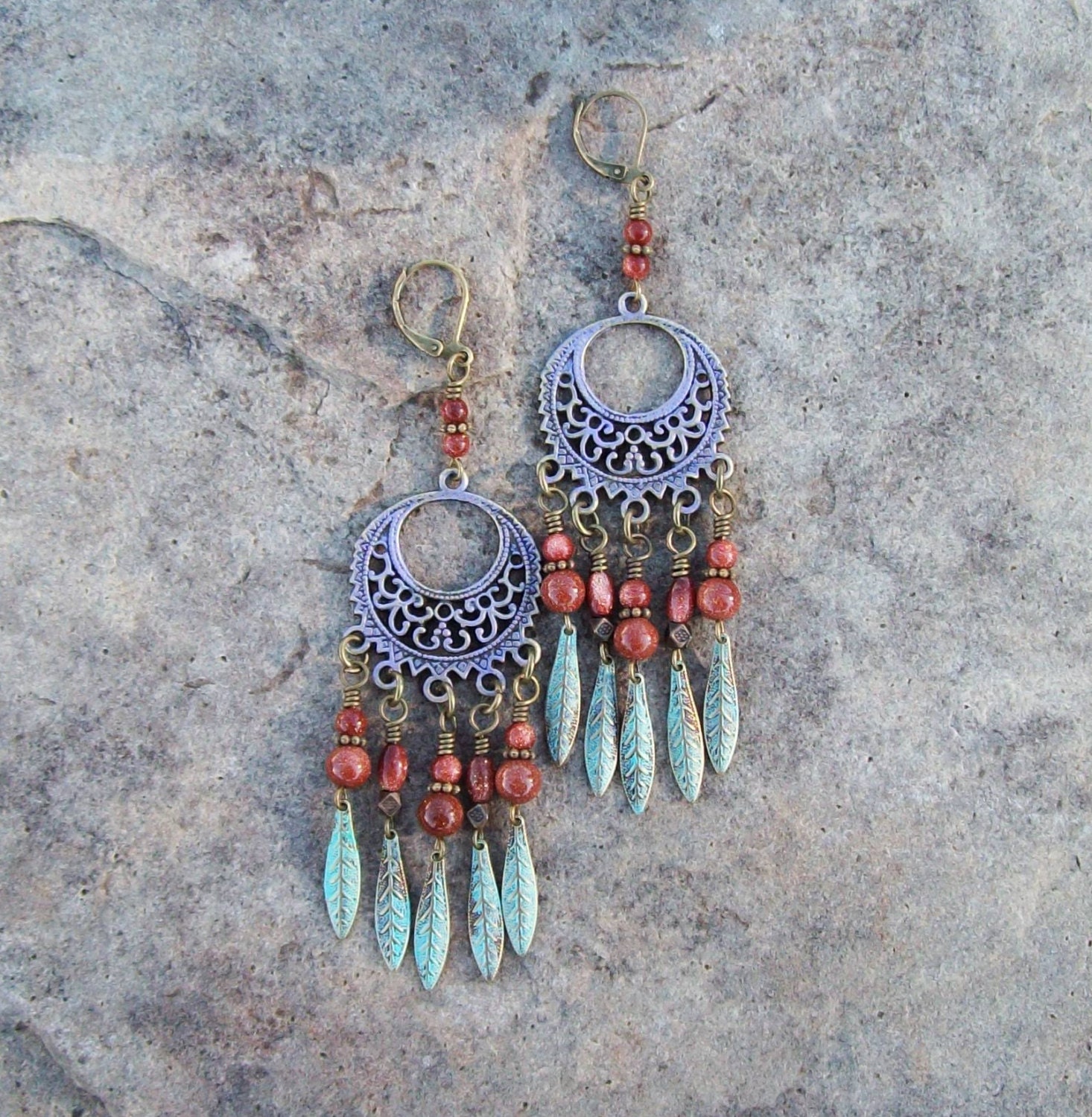 Angelof2: Bohemian Hippie Long Patina Earrings - Lilac Purple Earrings ...