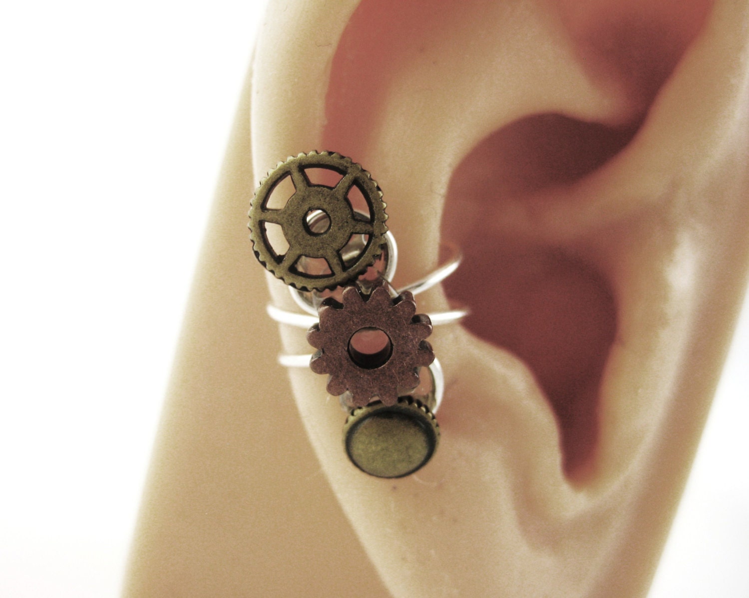 Steampunk Ear Cuff Gold Steampunk Gear Earring Cuff