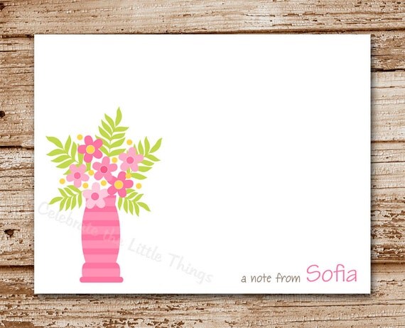 Set of 8 / Flowers Cards / Personalized Stationery / Thank You / Note Cards / Floral / Flower Vase Il_570xn