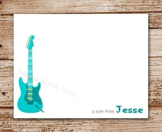 Set of 8 Guitar Note Cards, Notecards | Personalized Stationery, Stationary | Electric Guitar, Music, Rock n Roll Il_570xn