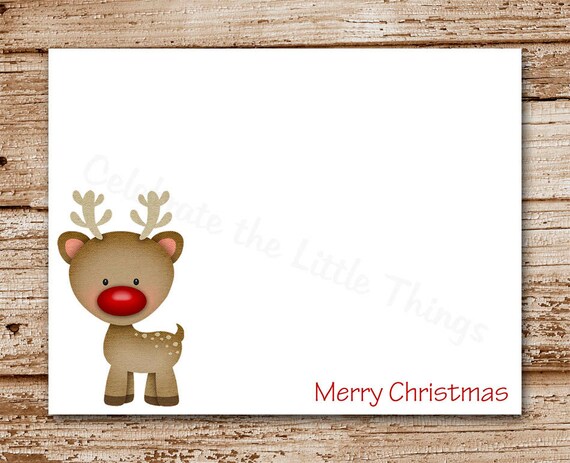 Christmas Cards | Reindeer Greeting Cards | Rudolph Inspired | Personalized Note Cards, Notecards, Stationery, Thank You | Set of 8 Il_570xn