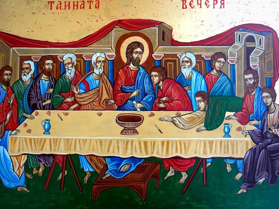 Last Supper Christ and the Disciples handpainted icon 24