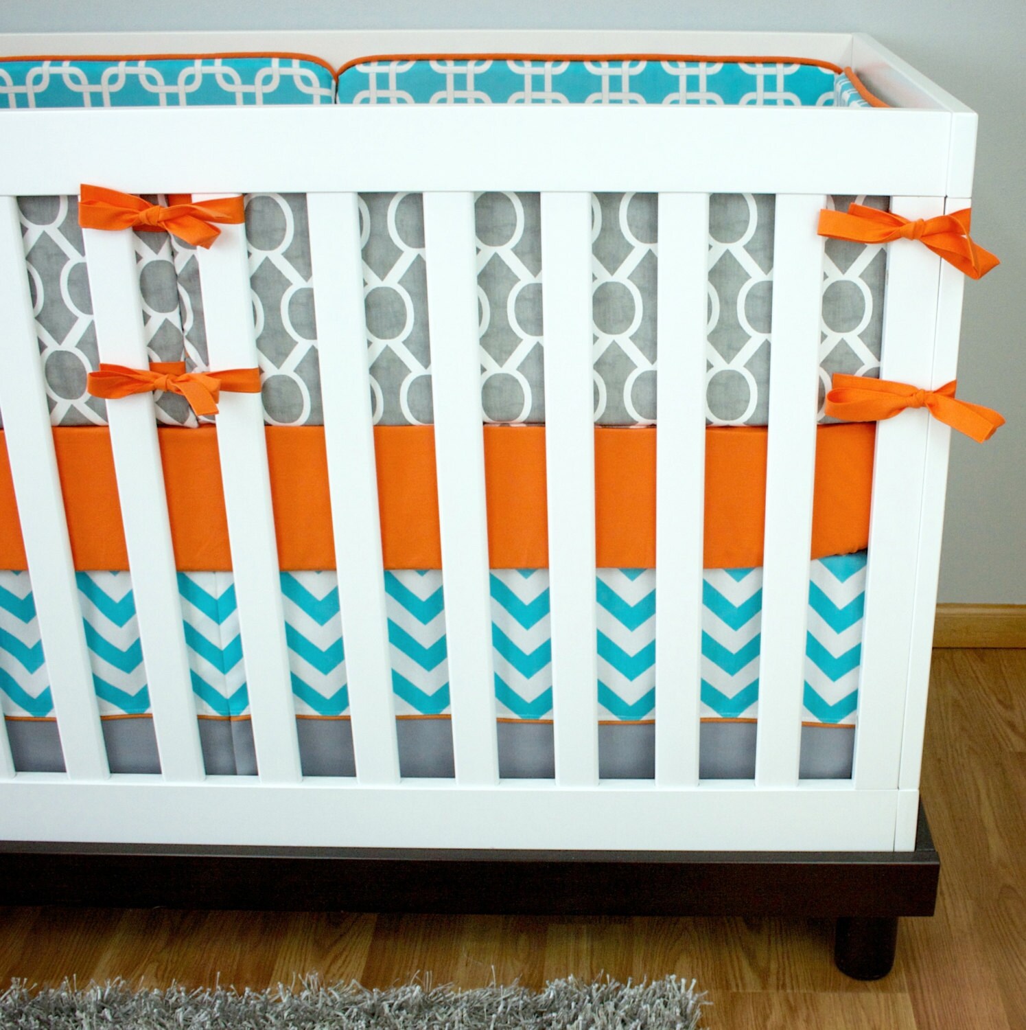 Crib Bedding Boy Nursery Bedding Baby Crib Set Aqua Orange