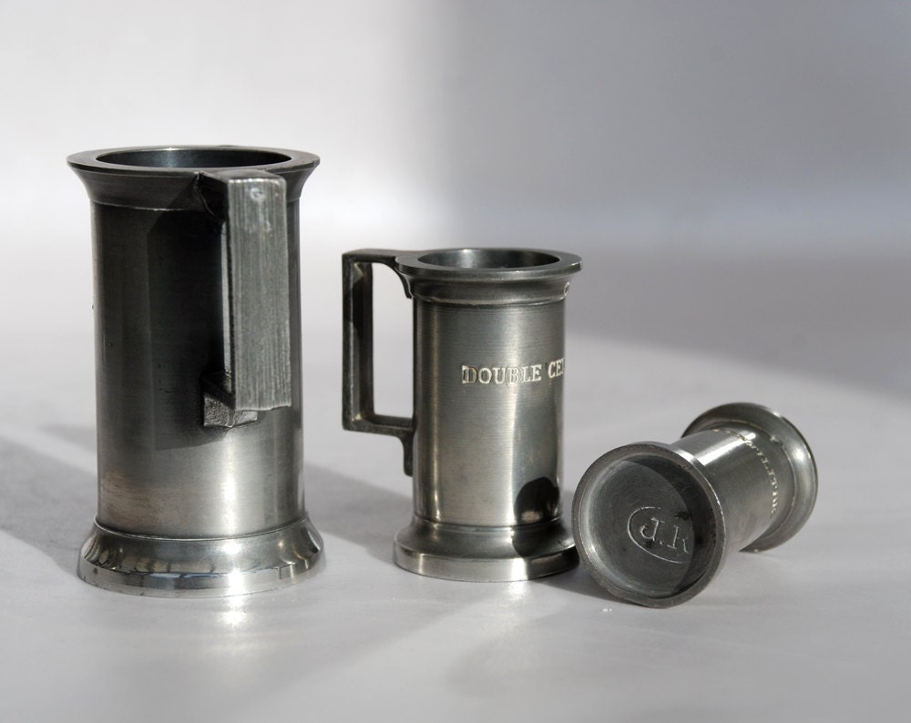 Set Vintage French Measuring Cups & Mini Copper Pans Cooking Bazar