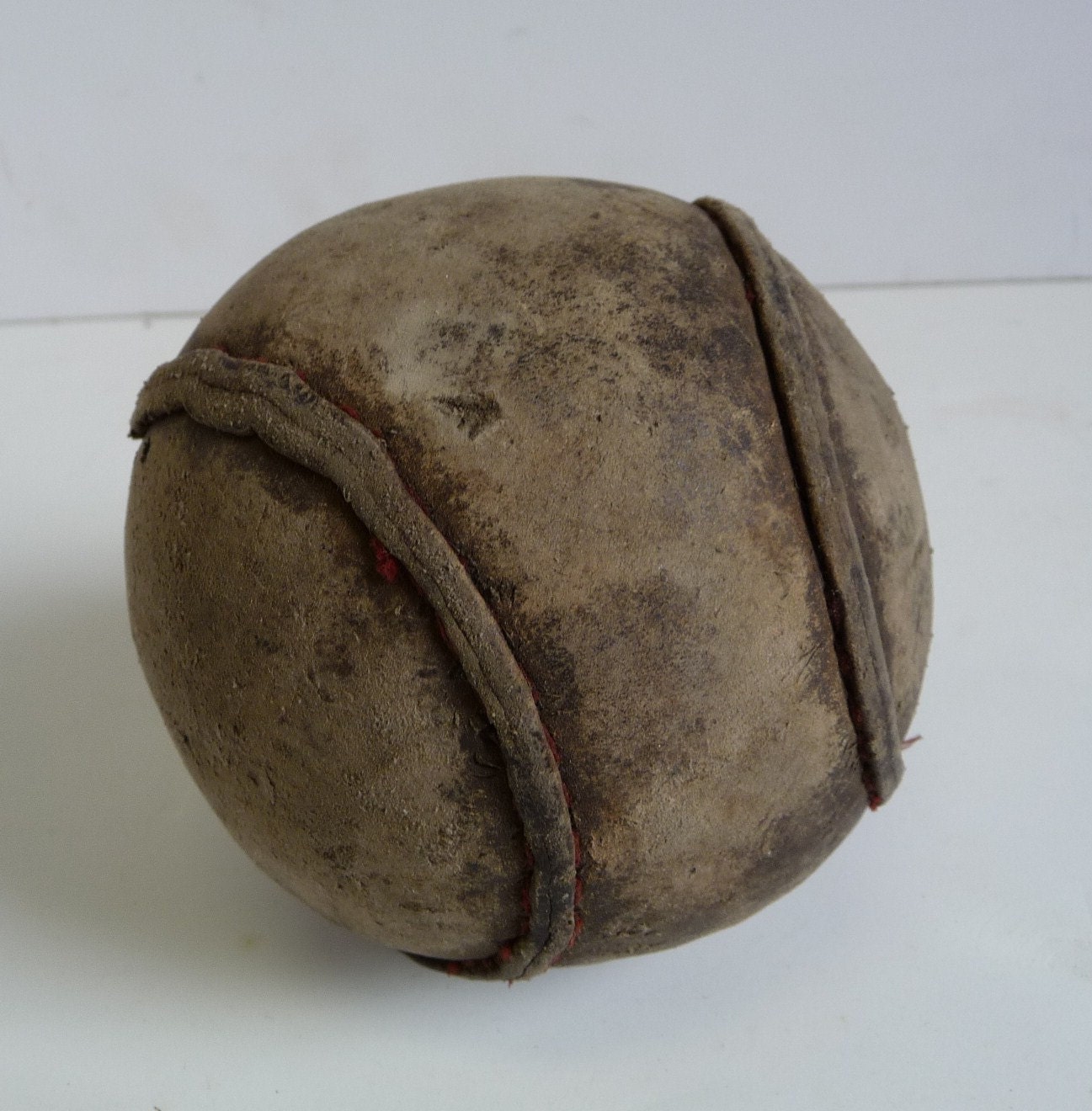 Vintage antique Softball Leather cover Stitched Sport