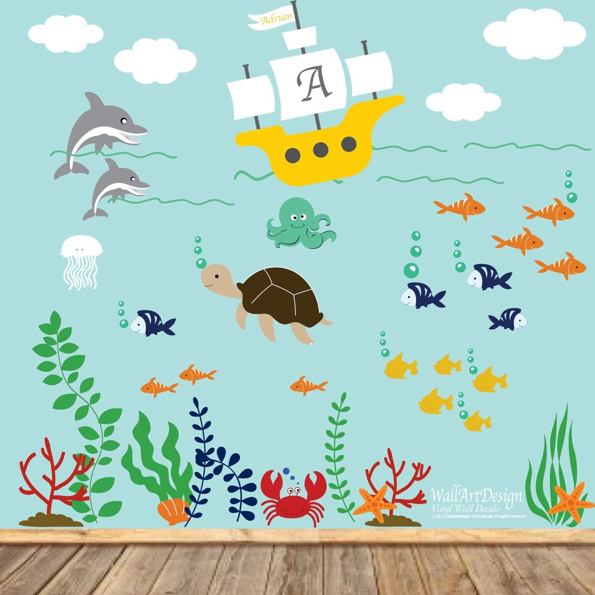 Vinyl Wall Decal Ocean Theme Vinyl Wall Decal Set Sailboat