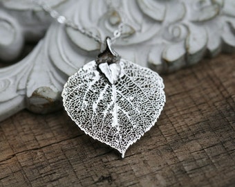 Baby Aspen leaf necklace,Gold or Silver,real leaf necklace,nature necklace,bridesmaid gifts,Autumn fall wedding,Personalized,wedding jewelry