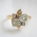 DASON Twin Pale Green Fluorite with 2 Diamonds 10 Karat Yellow Gold Flower Ring Symbolizing Emotional Harmony and Balance