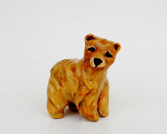 Grizzly Bear Ceramic Figurine Forrest by FlowerandPearlStudio