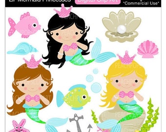 Popular items for mermaid clip art on Etsy