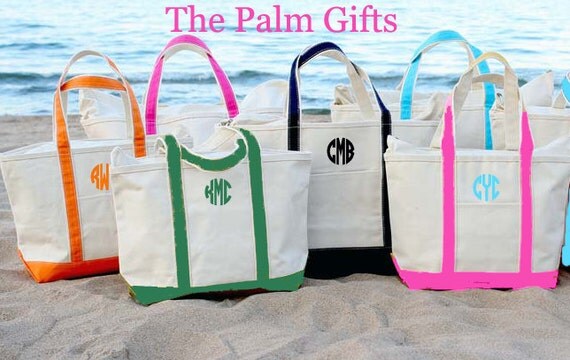 Items similar to PREPPY Monogrammed Beach Tote Bags- Personalized Beach Bag from The Palm Gifts ...