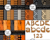 50% Off Sale! Digital Papers Digital Scrapbook Paper Vintage Halloween Mega Paper Pack Mod Witch Halloween Party Invitation Craft Supplies Il_170x135