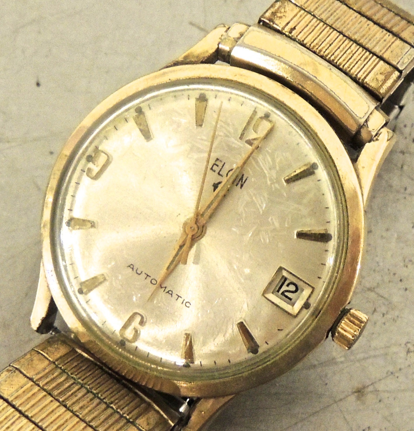 vintage Elgin watch 1950s gold stretch-band mens watch