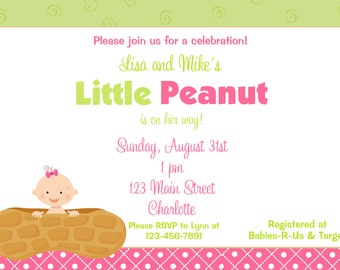 Little Peanut Baby shower invitation - little peanut --  you print or I print