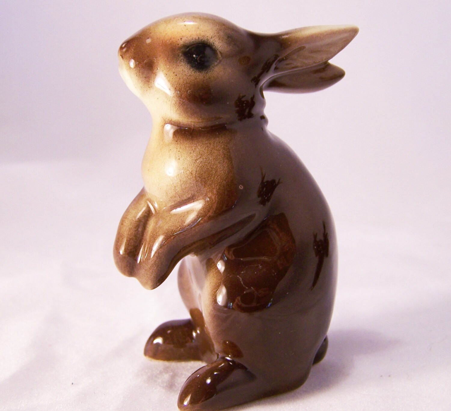 3 Vintage Brown Goebel Bunny Rabbit Figurines with Paper