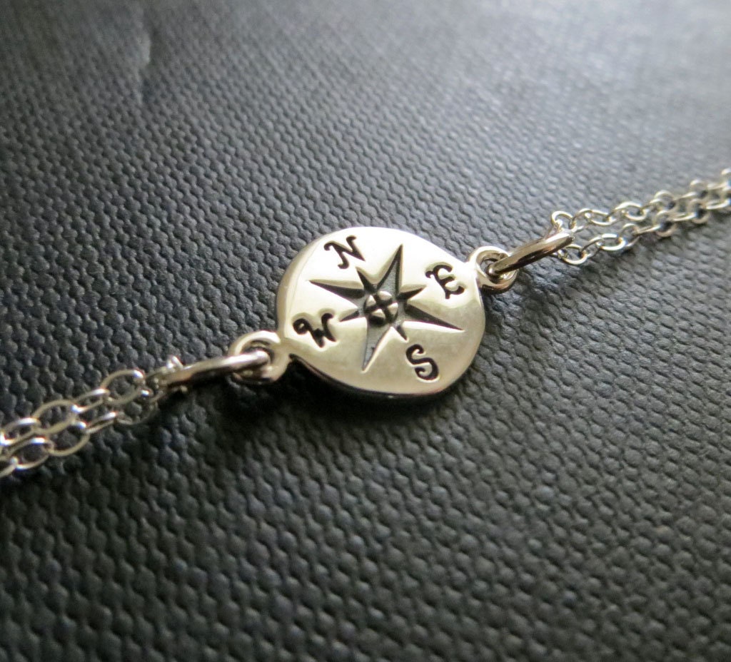 Compass bracelet sterling silver compass charm jewelry