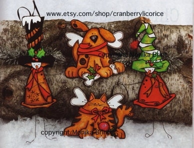 Snow Couples with Pets-Christmas Ornaments-ePattern-Painting Pattern-Wood-Ornaments-Snowmen-Cat-Dog