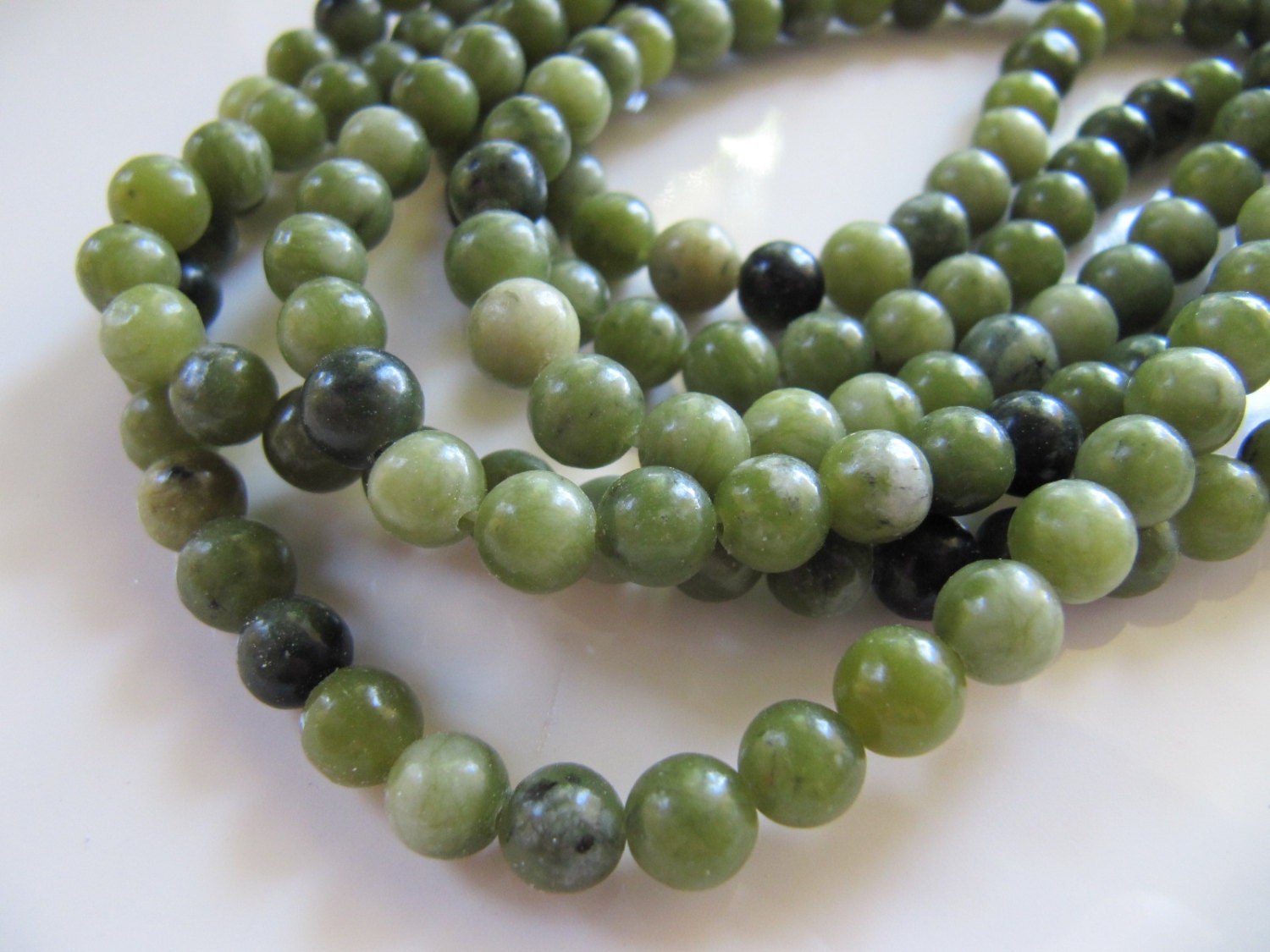 Taiwan Jade Beads in Olive Green Gemstones 6mm 1 Strand