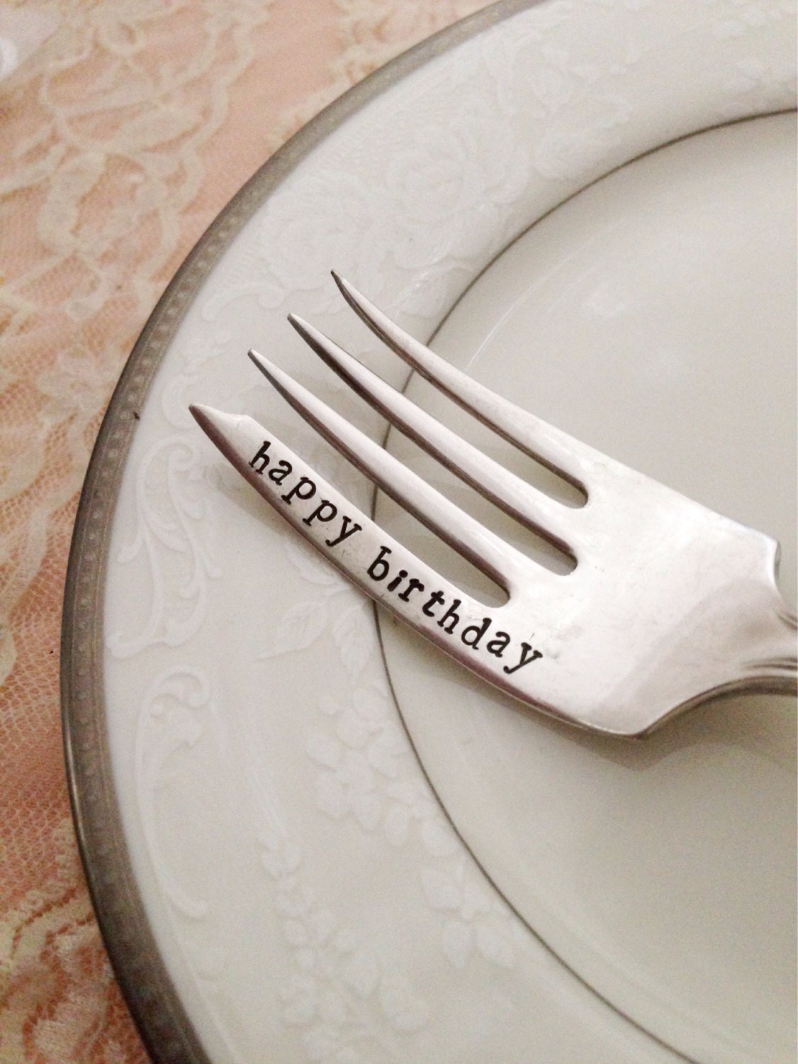 Happy Birthday fork... sweet vintage keepsake tradition hand