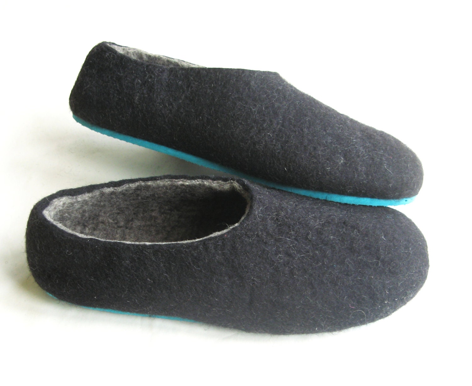 Felted Wool Slippers Charcoal Black Best Men by FeltWoolSlippers