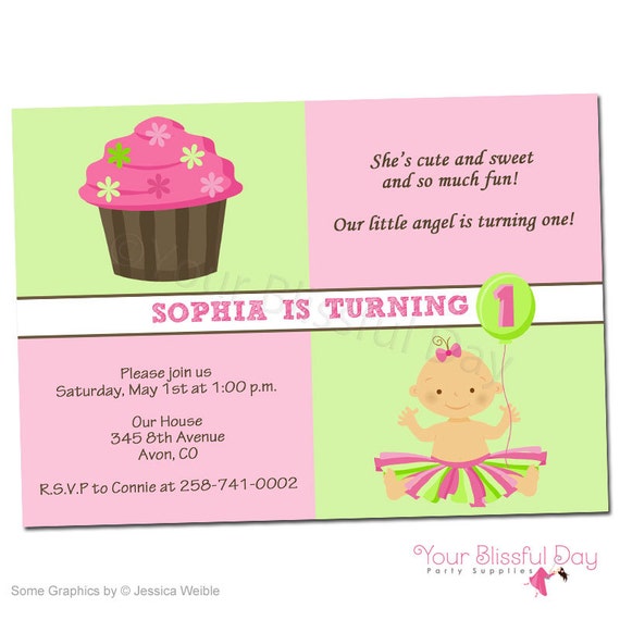 PRINTABLE 1st Birthday Girl Party Invitation Il_570xn