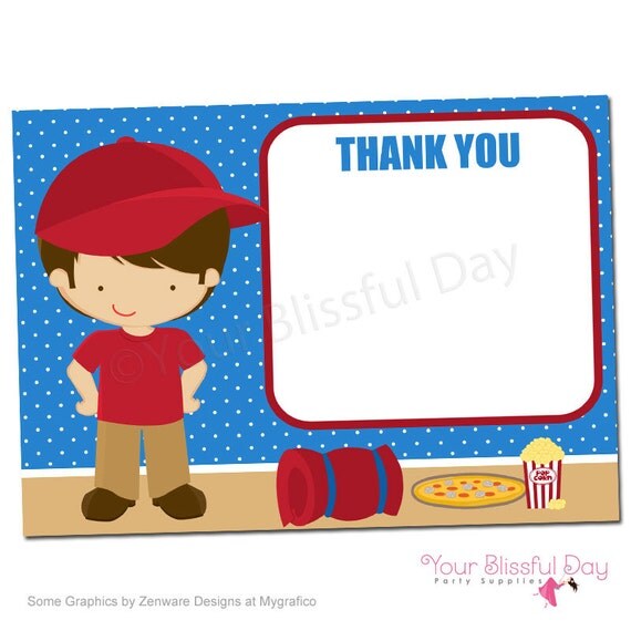 PRINTABLE Boy Sleepover Party Thank You Cards Il_570xn