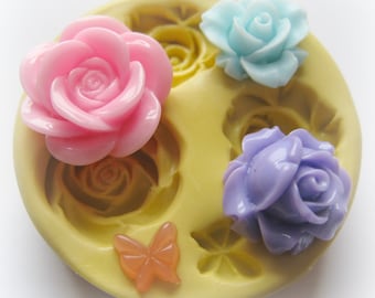 Resin flower mold Butterfly polymer clay fondant flower mold flower molds rose mold silicone flower mold flower resin mold flower cab mold