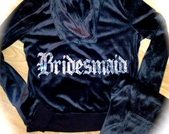 OVERSTOCK SALE - MEDIUM Bridesmaid velour sweatsuit. Bride velour sweatsuit. Bridal Entourage Sweatsuit. Maid of honor. Matron of Honor.