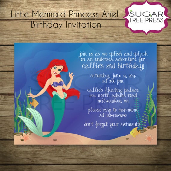 Items similar to Little Mermaid Princess Ariel Birthday Invitation ...