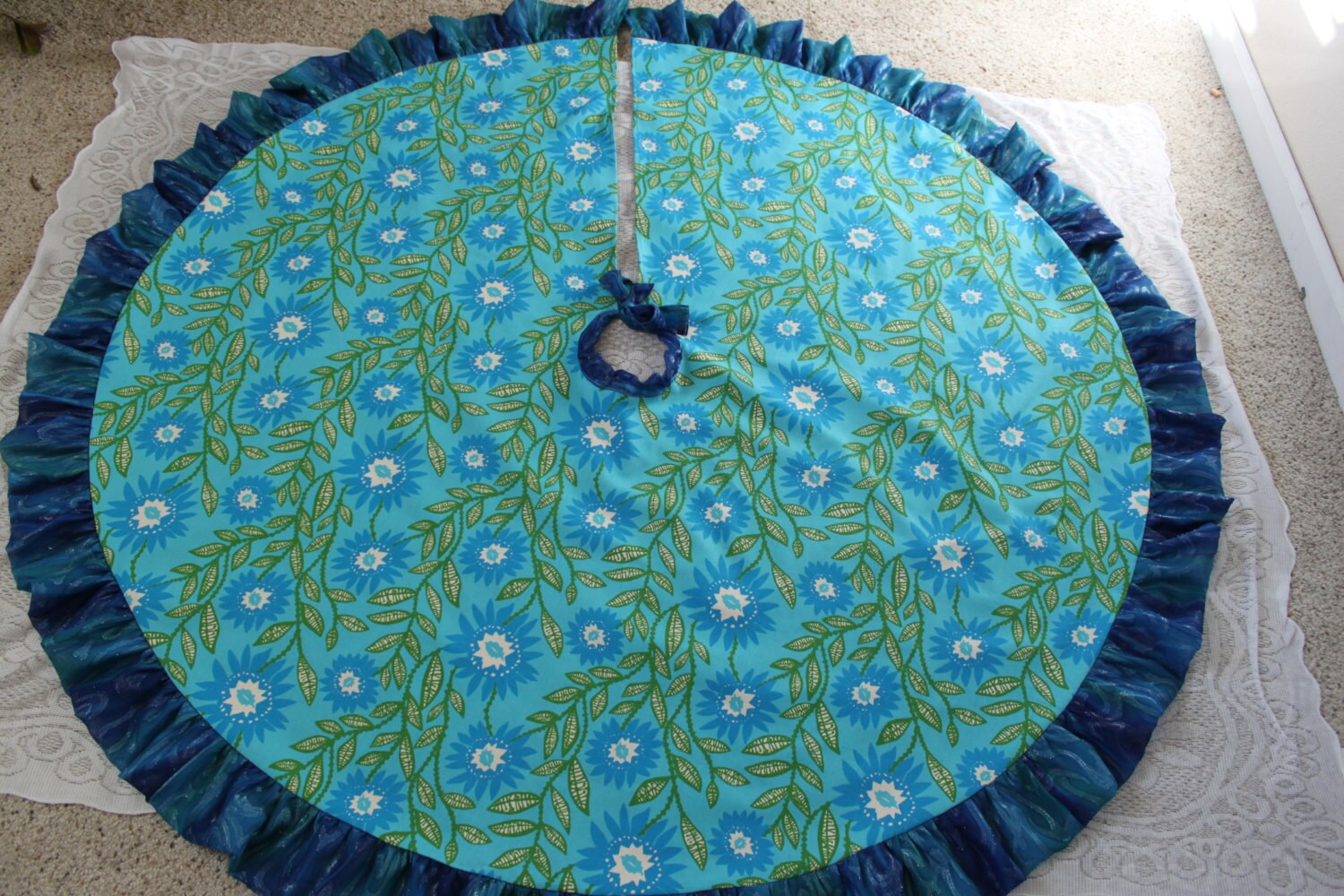 sale sale 20 off christmas tree skirt blue by sewhomedecor sale sale 20 off christmas tree skirt blue by sewhomedecor