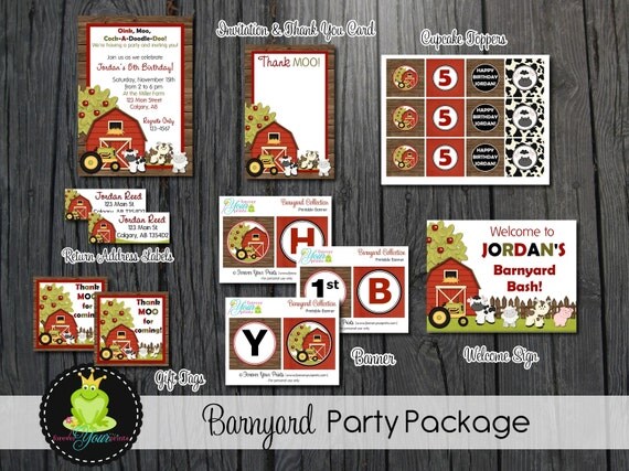 Barnyard Birthday Party Package - Farm Theme Party Pack Il_570xn