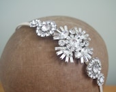 ART DECO large rhinestone 1920's style side headband tiara bridal vintage wedding