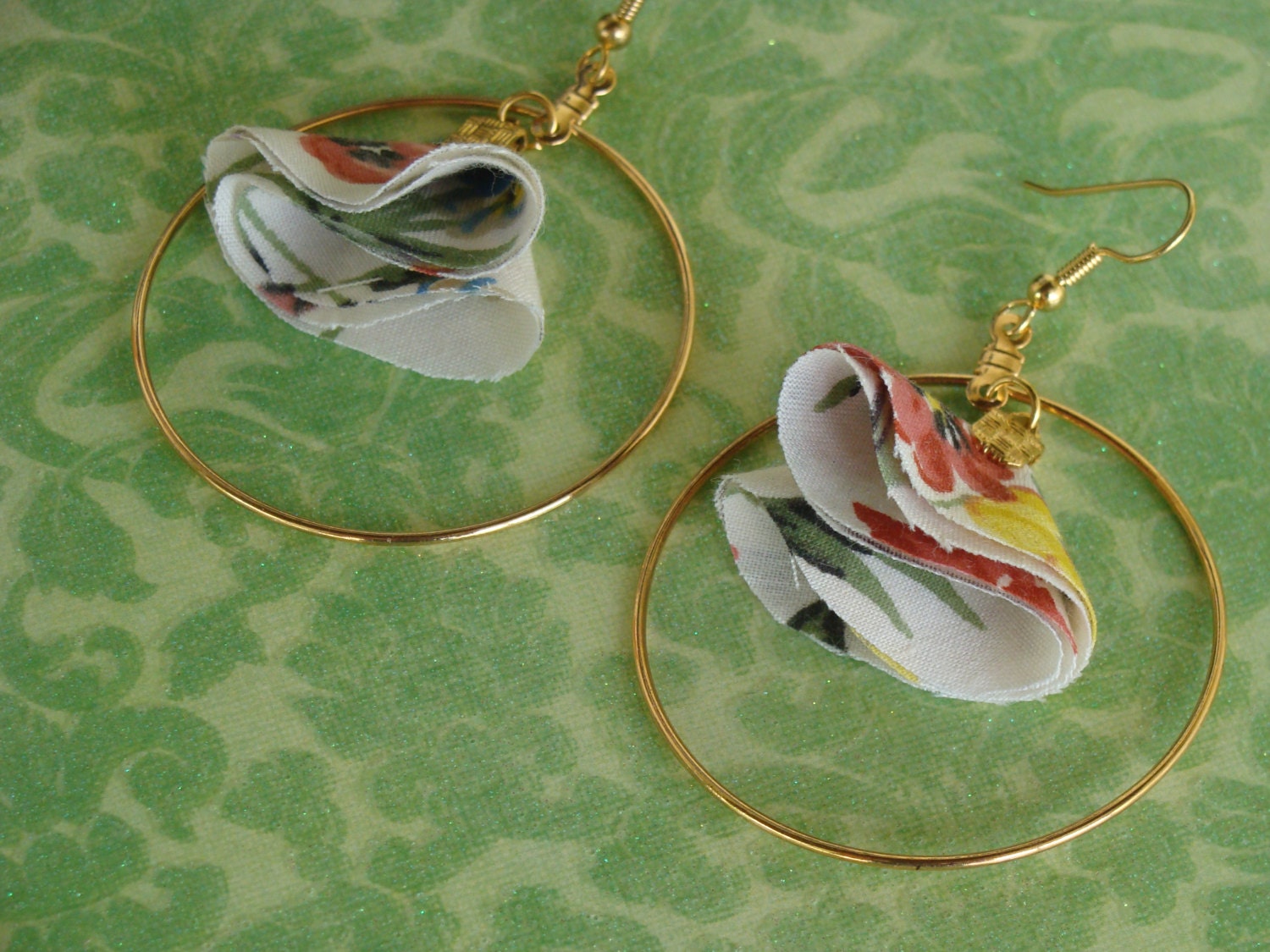Fabric Hoop Earrings by gingerrosalie on Etsy