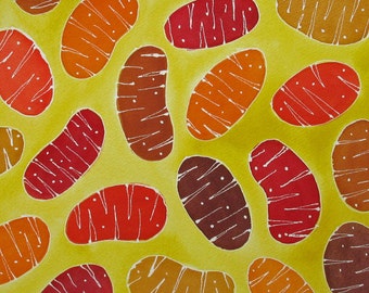 Gold Mitochondria 2 - original watercolor painting
