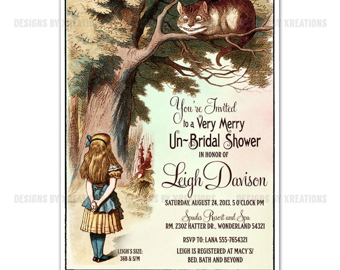 Alice in Wonderland Invitation, Customizable Wordings, DIY invitation, Print your own