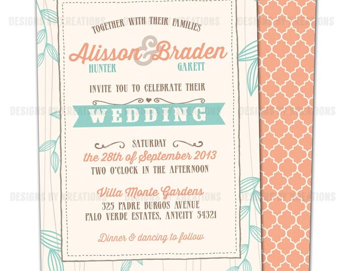 Rustic Vintage Spring Wedding Invitation - Printable - DIY