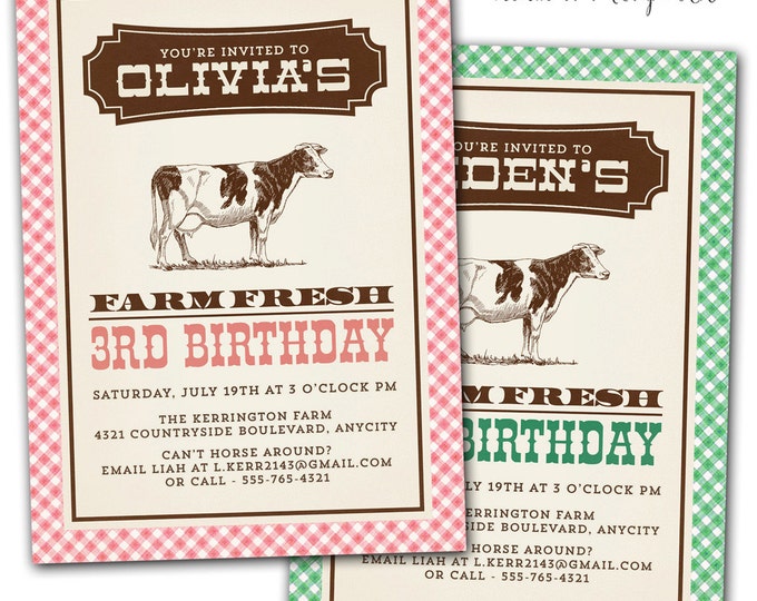 Farm Party Invitation, Barnyard, Farmer's Market, I will customize for you, Print Your Own Invitation