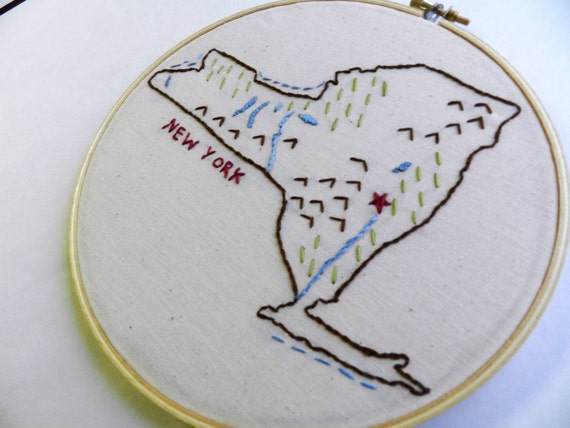 New York Embroidery Hoop Wall Art