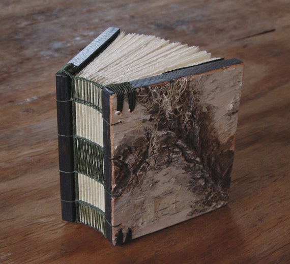 unique handmade journal mini birch bark wood book pastel