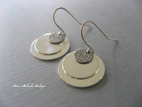 Simple Silver Coin Earrings, Silver Dangle Earrings