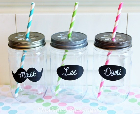 Plastic Mason Jars with Daisy Lids, Plastic Mason Jar Cups, Mason Jar Tumblers, Plastic Jars, Plastic Mason Jar Glasses, 10 ct, 17oz Jars Il_570xn