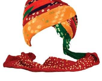 Handmade Chunri Safa Indian Wedding Turban Hat (14043)
